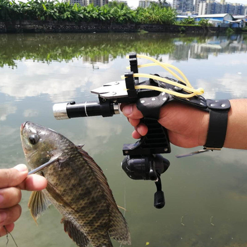 Powerful Black Outdoor Fishing Slingshot With Flash Light Combo Set Sl –  INDIAN SLINGSHOT