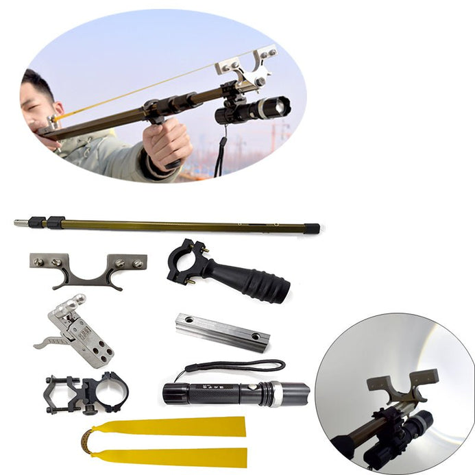 Lr10 Gold Long Rod Slingshot With Laser Light And Fishing Reel Set